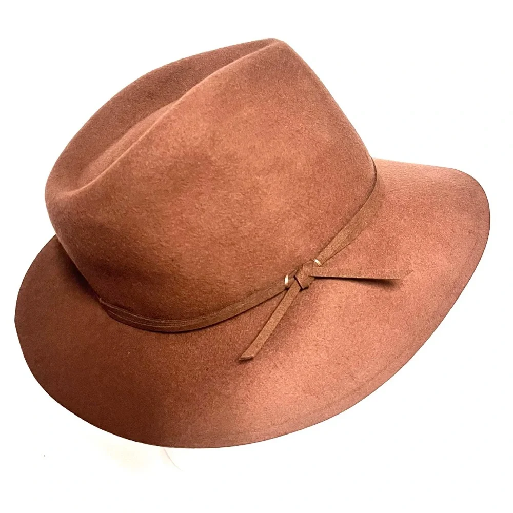 A New Day Wool Downbrim Fedora Hat Brown Quiet Luxury Rustic Chic  Brown NWT